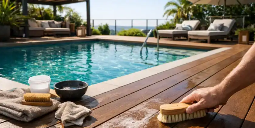 Cómo mantener deck alrededor piscina