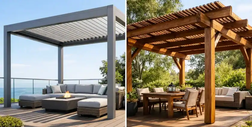 Pérgola aluminio vs madera: qué conviene
