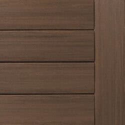 AZEK_VIntage_EnglishWalnut_DisplaySwatch_CC -web A deck swatch of English Walnut boards from the TimberTech AZEK Vintage Collection. The boards are a rich brown color and feature multi-tonal color blending and a wire-brushed finish for a premium hardwood look.